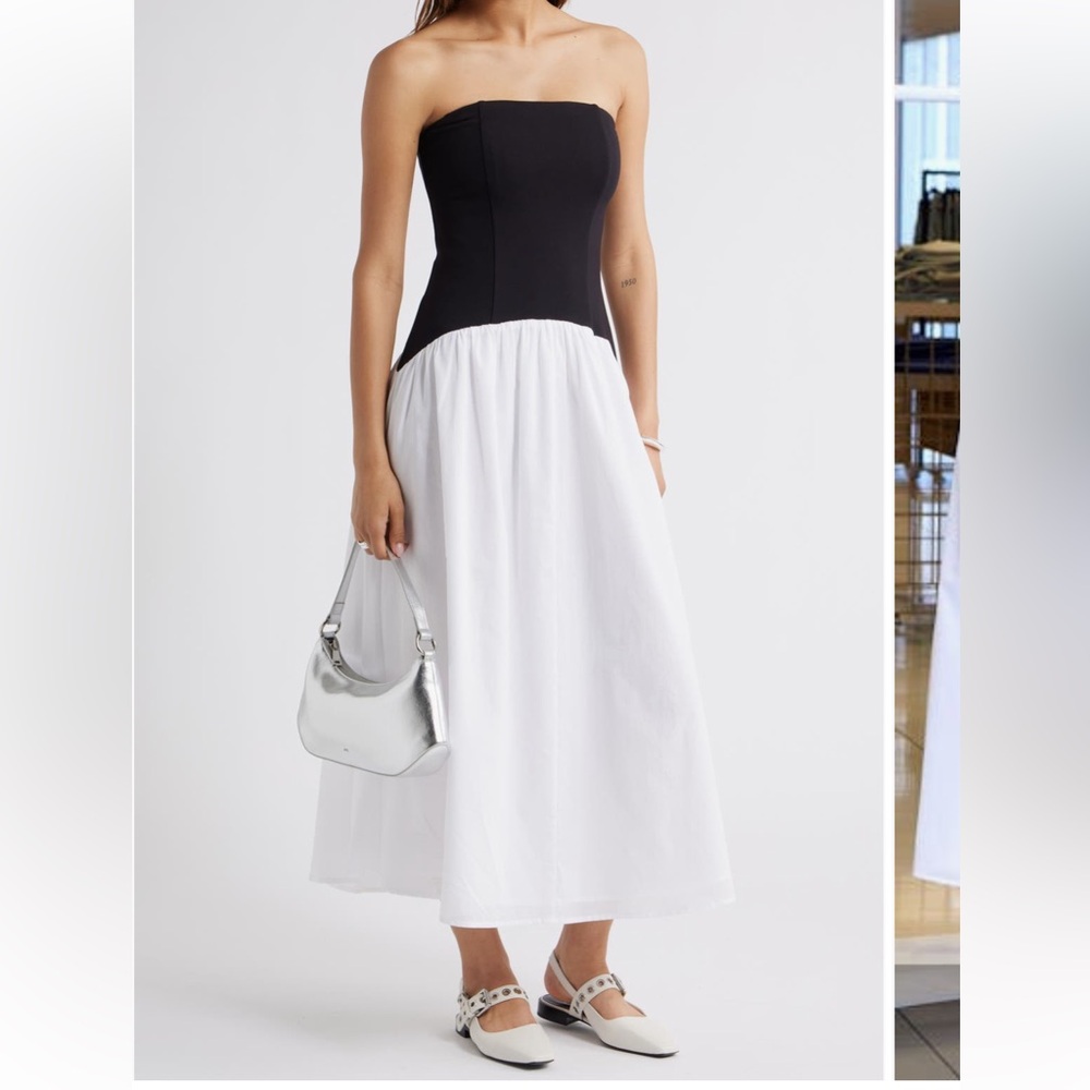 Elegant Black and White Strapless Dress